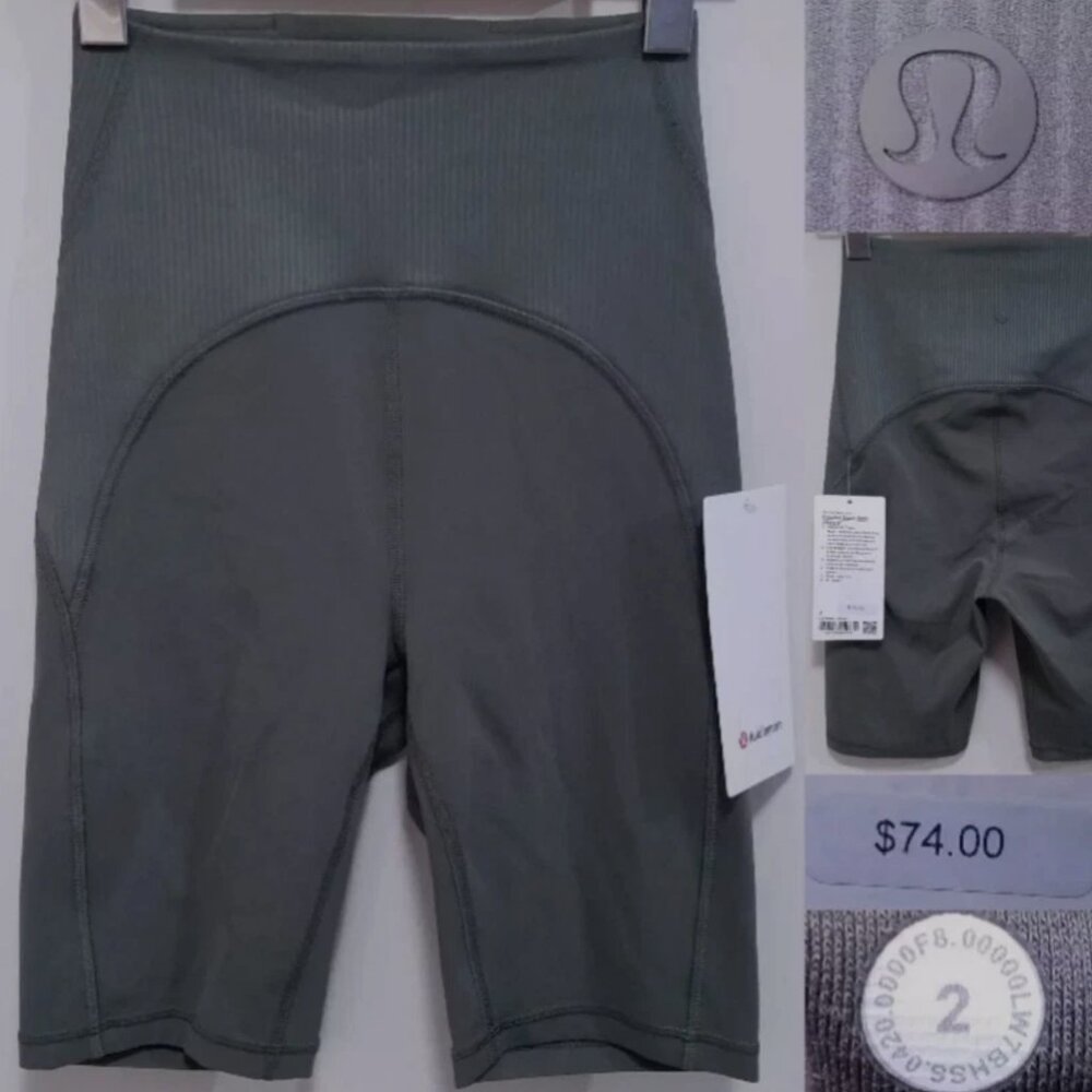 Lululemon Blissful Bend Short 2 XXS SHR Green Crop Capri NEW Striped Leggings